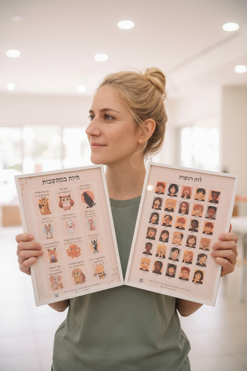 לוח רגשות או לוח חיות במחשבות כולל סט קלפים מתנה