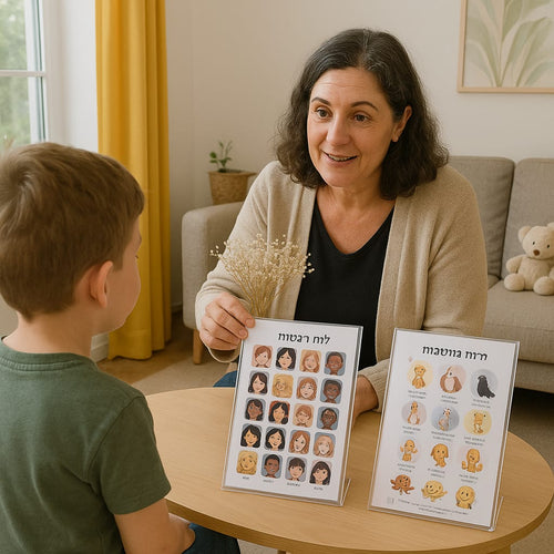 לוח רגשות ולוח חיות במחשבות כולל סט קלפים מתנה